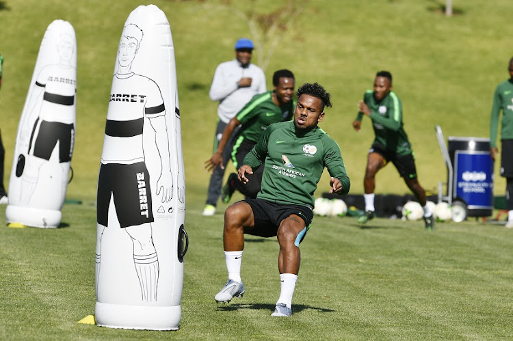 Kermit Erasmus trains with his Bafana Bafana teammates.