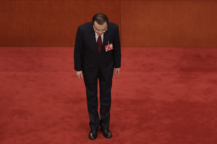 China's Premier Li Keqiang bows at The Great Hall of People in Beijing, China. Picture: LINTAO ZHANG/GETTY IMAGES