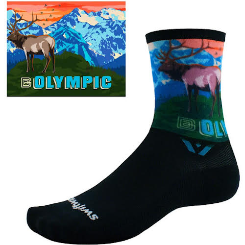 Swiftwick Vision Six Socks - 6 inch, Impression Olympic