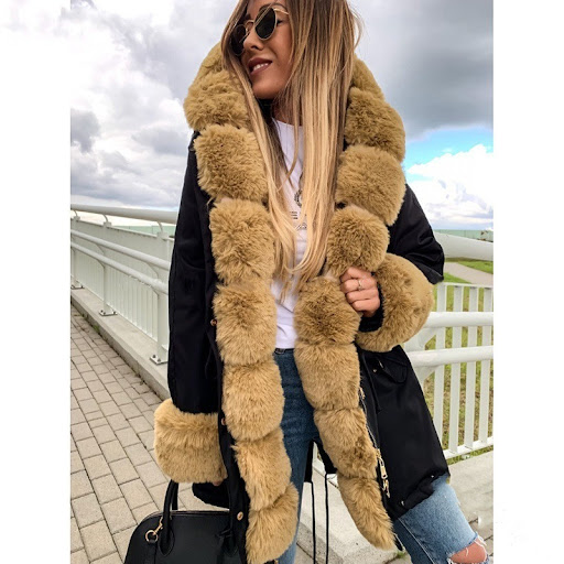 Title 6, Womens winter mid-length coat featuring a thic...