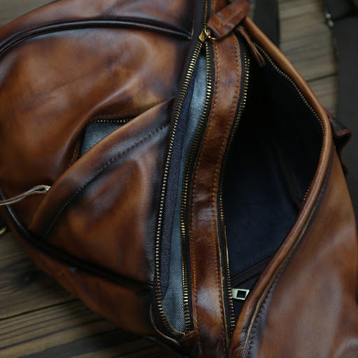 Title 1, Vintage Cowhide One Shoulder Diagonal Span Back...