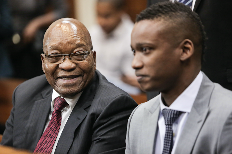 Former president, Jacob Zuma is pictured in court in support of his son Duduzane Zuma at the Randburg Magistrates court in Johannesburg, where the son of the former statesman is facing a culpable homicide charge for crashing his Porsche into a taxi in 2014. Picture: Alaister Russell/The Sunday Times