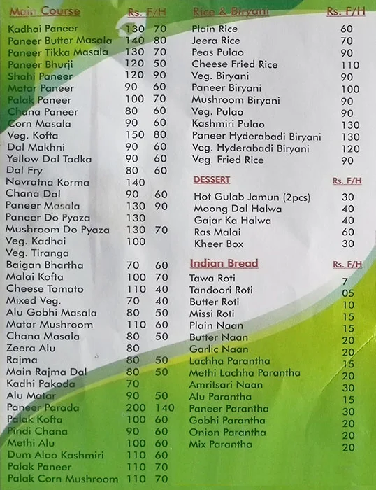 Poshan Foods menu 