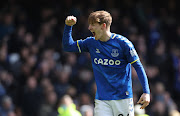 Everton's Anthony Gordon celebrates after the match where his side defeated Man United by 1-0 on Saturday.