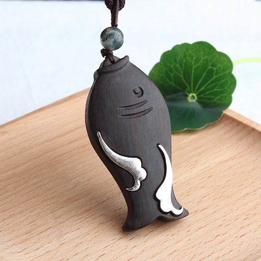 Title 11, Vintage Sweater Chain Pendant in Ebony Wood. El...