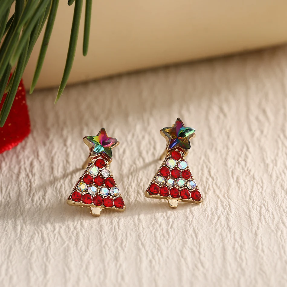 Gepersonaliseerde 3D cartoon kerst oorbellen met eland, kerstboom, sneeuwvlok en diamant. Unieke kerst sieraden.