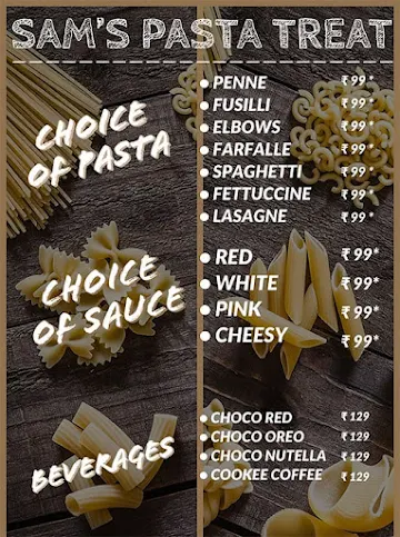 Sam's Pasta Treat menu 