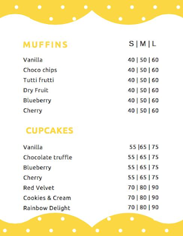 The Cookie Crumbs menu 