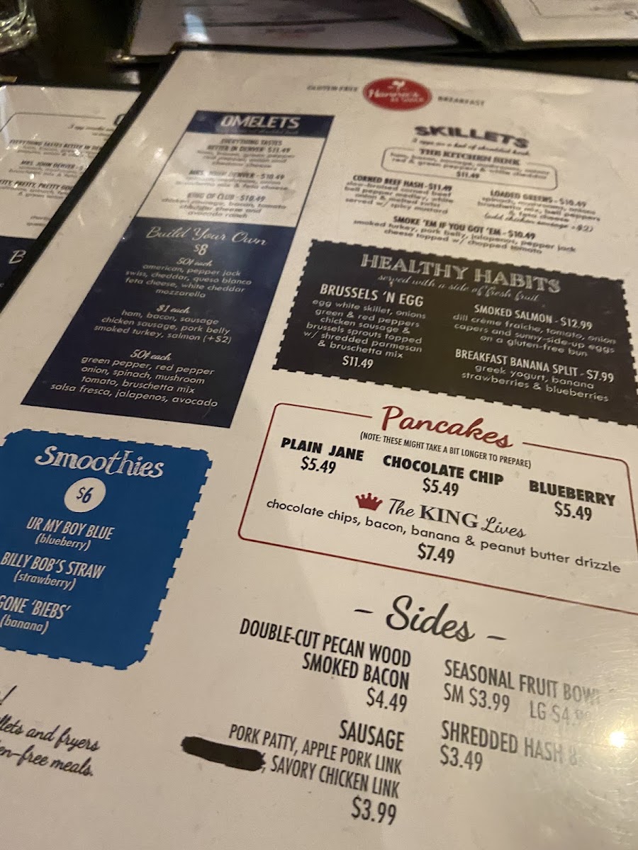 The Shack gluten-free menu