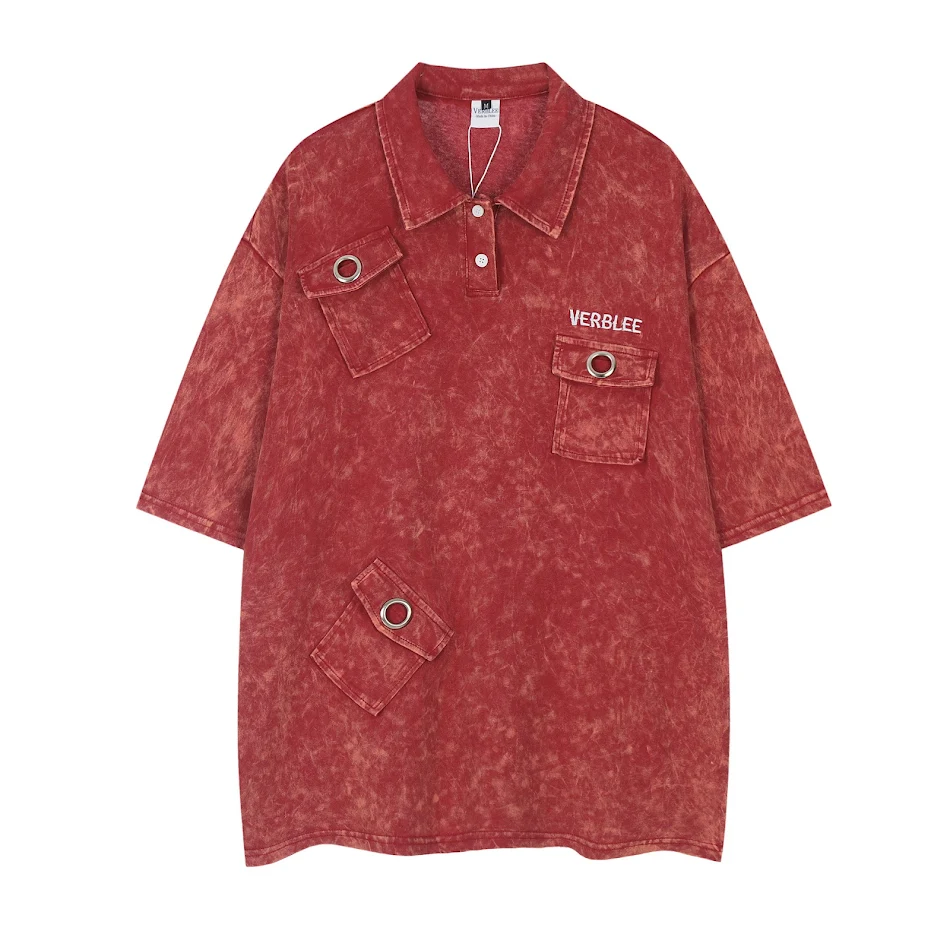 Washed Fried Flower Loose Short Sleeve Men's Shirt for a casual and comfortable summer look, offering a relaxed fit and 