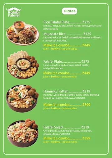 Habibi Falafel menu 