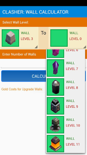 Clasher: Wall Calculator