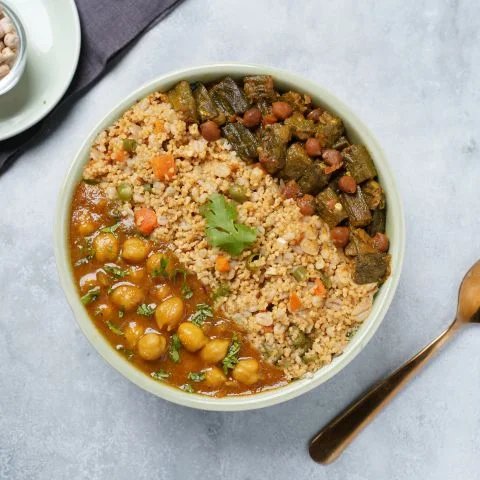 Chole, Bhindi Chana & Millet Pulao