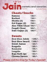 Jain Sweets And Savories menu 1