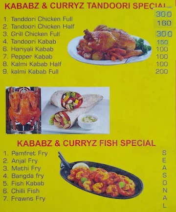 The Kababz N Curryz menu 