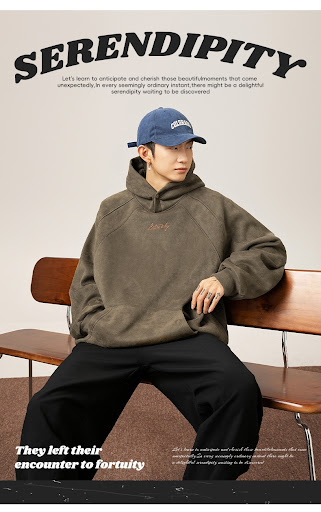 Title 12, Mens 400g Suede Heavy Hooded Sweater Autumn An...