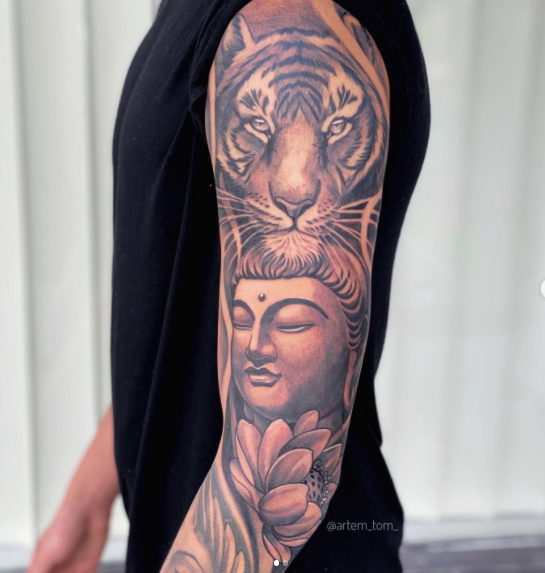 Buddha And Tiger Tattoo