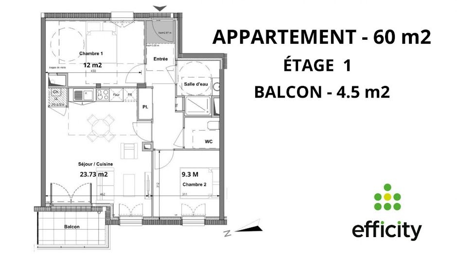 Vente appartement 3 pièces 60 m² à Saint-Nazaire (44600), 282 000 €