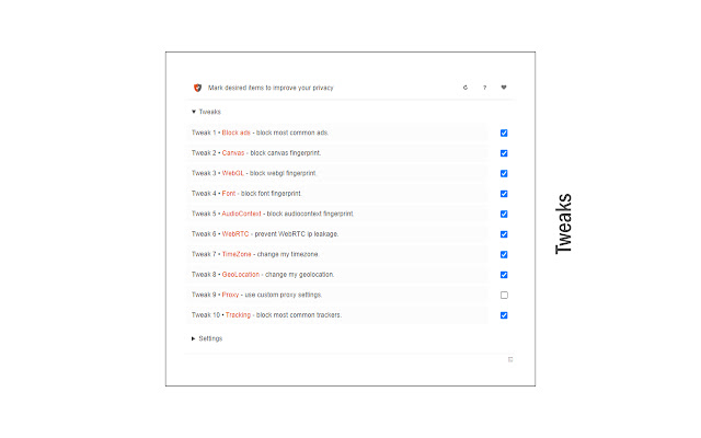 Privacy Tweaks chrome extension