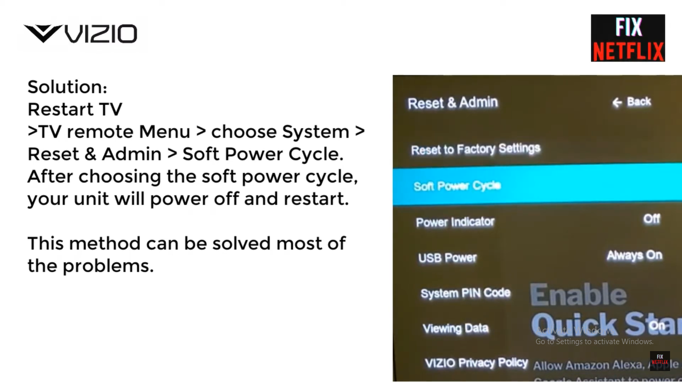 Ensure Power Cycle Your Vizio TV