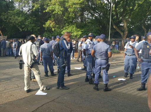 Outside the Gupta residence on 07 April 2017.