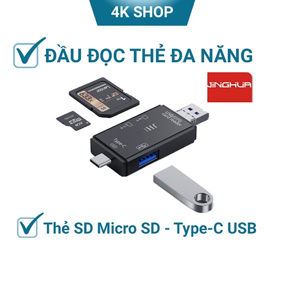 Đầu Đọc Thẻ Nhớ Sd Type - C Kiêm Chuyển Đổi Type - C Sang Usb Đa Năng