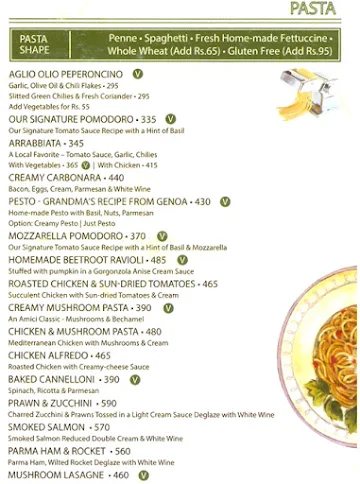 Amici Cafe menu 