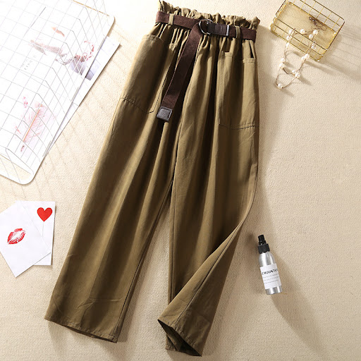 Title 9, Flower bud elastic waist versatile casual pants...
