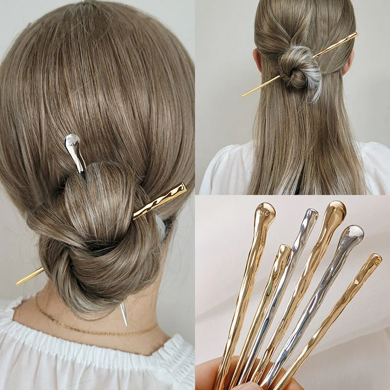 Ongelijke metalen haarspeld voor eenvoudige updo's. Maak moeiteloos stijlvolle kapsels met deze haarspeld, perfect voor een elegante look.