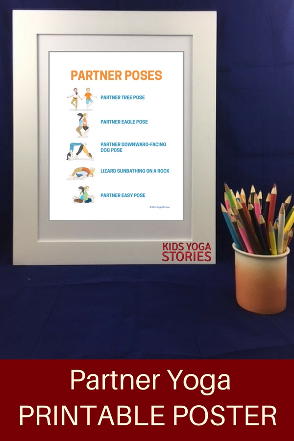5 easy partner yoga poses for kids printable poster kids yoga
