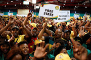 ANC members chant slogans at the 54th National Conference of the ruling African National Congress (ANC) at the Nasrec Expo Centre in Johannesburg, South Africa December 16, 2017. Image: SIPHIWE SIBEKO/REUTERS