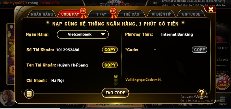 Đa dạng các hình thức nạp rút không giới hạn