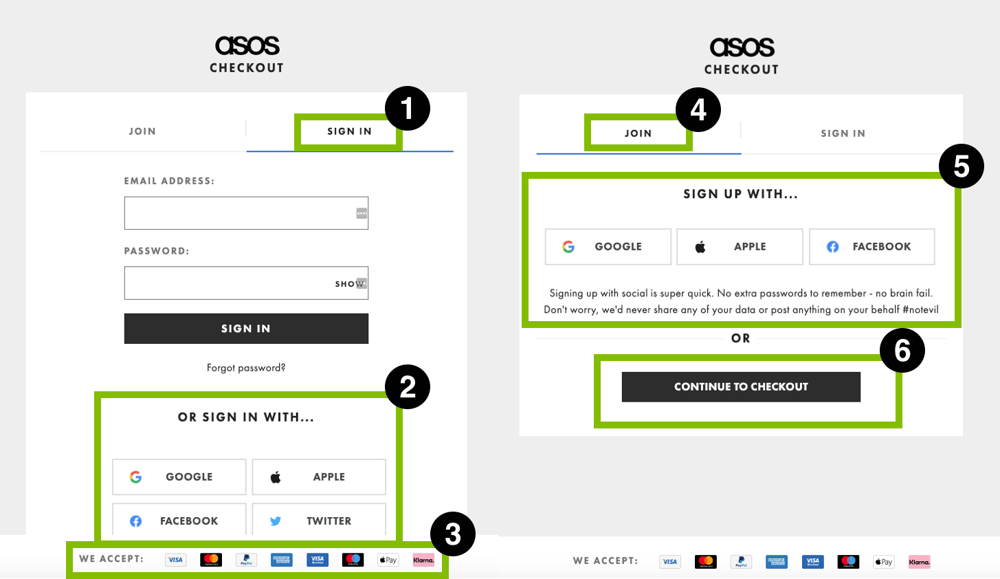 ASOS checkout process 1