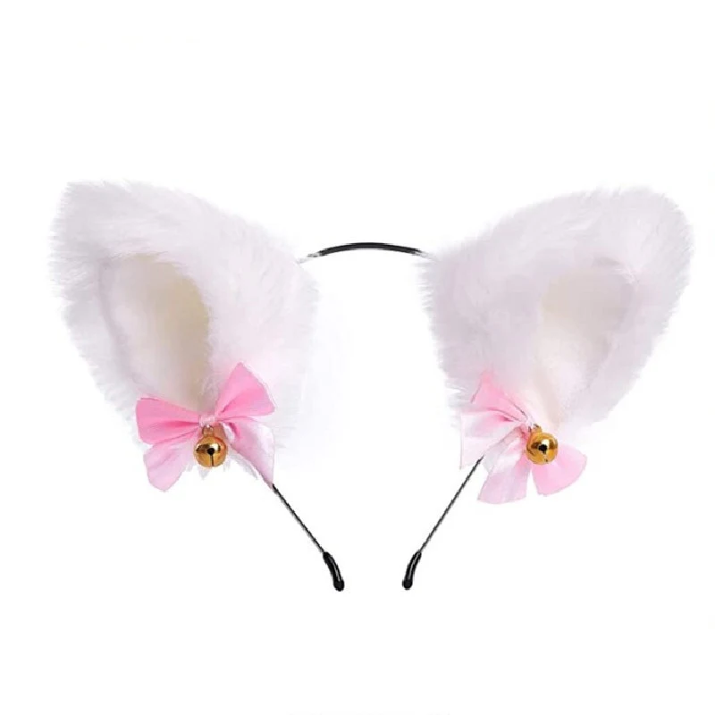 Serre-tête Cosplay Chatte Oreilles Noeud Clochette Barrette Bandeau Décoratif Cheveux Accessoire Maid Party Idéal Costume