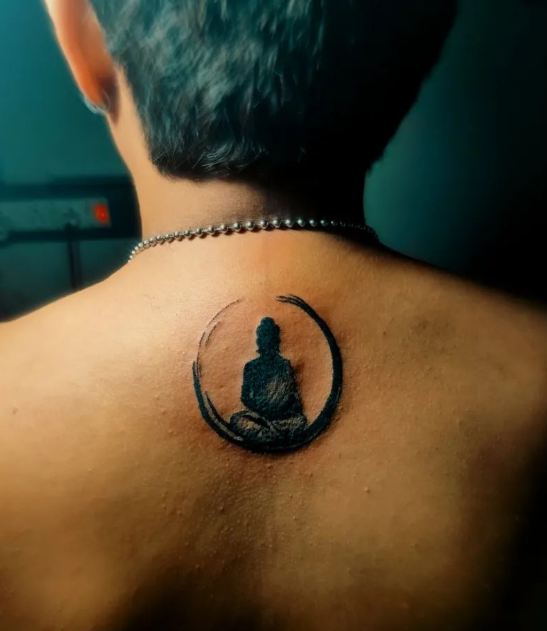 Buddha Back Neck Men Tattoo