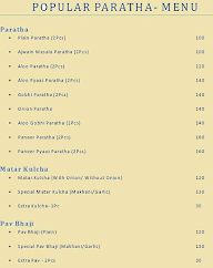 Popular Paratha menu 1