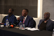 Prince Vulindlela, Prince Mbonisi and Prince Mathuba Zulu briefing the media about how Prince Mangosuthu Buthelezi has conducted himself in handling the issues of the Zulu royal family regarding the succession battle and other matters. 