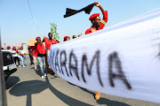 A group of EFF supporters from Zandspruit and Honeydew take part in the national shutdown around the streets of Cosmo City.