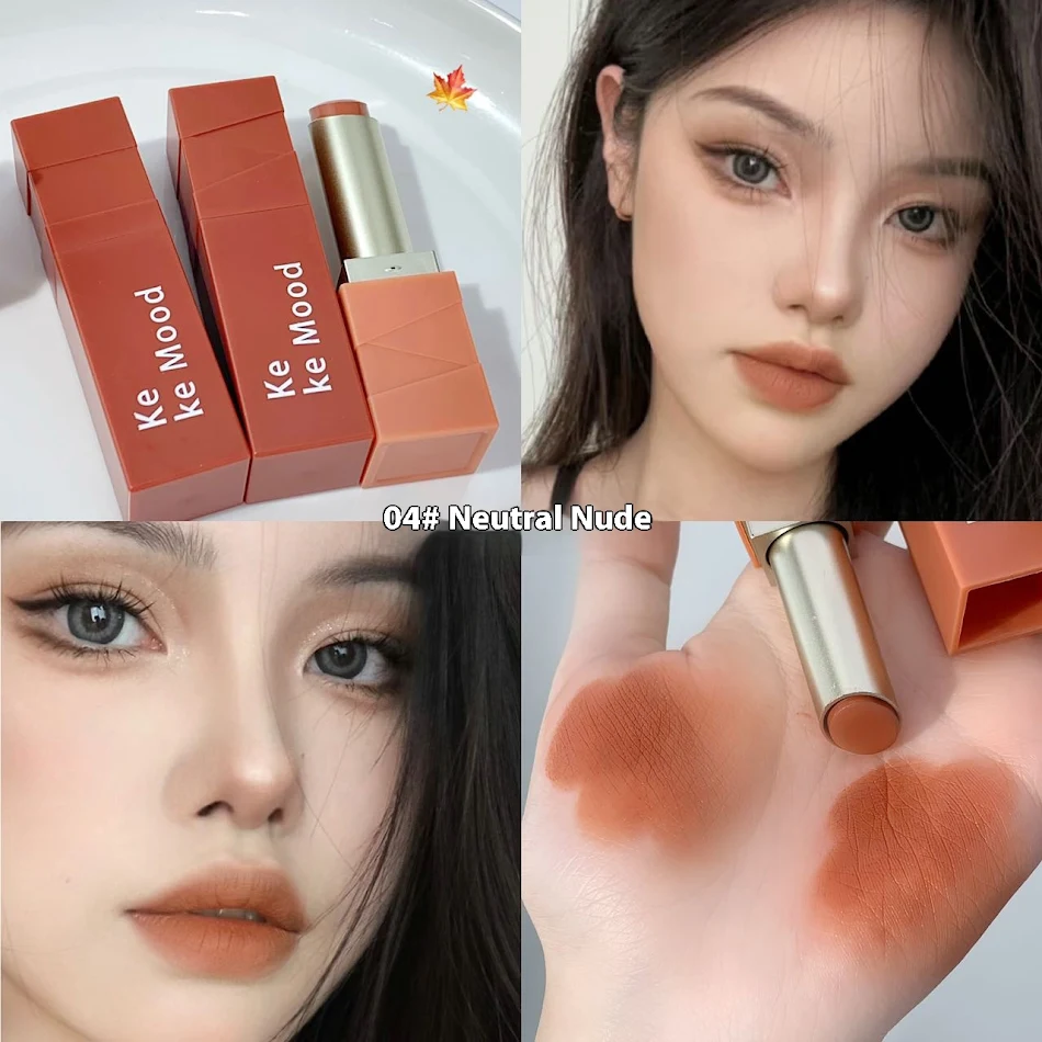 Rouge à Lèvres Mat Baume à Lèvres Automne et Hiver Velours Blanc Léger et Simple Longue Tenue Confort et Couleur toute la journée