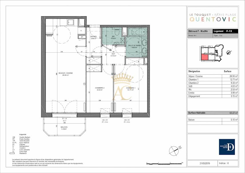 Vente appartement 3 pièces 63.27 m² à Le Touquet-Paris-Plage (62520), 715 000 €