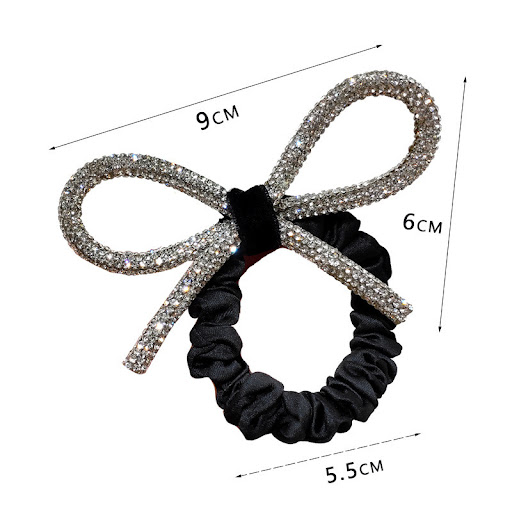 Title 5, Shiny diamond-studded bow hair tie, an elegant ...