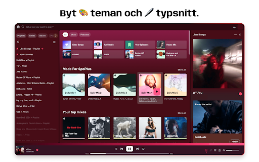 SpoPlus - Redigera Spotify Tema & Inställningar