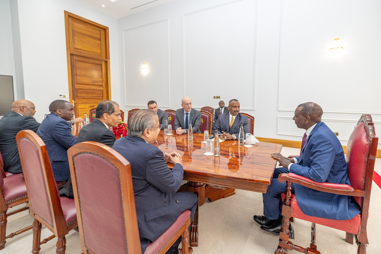 President William Ruto with representatives from Liptons Teas and Infusions and Brown Investments at State House on May 7, 2024.