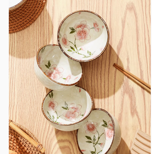 Title 4, Chinese Style Ceramic Cherry Blossom Dining Bow...