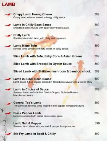 Bangalore Mandarin menu 