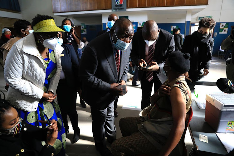 President Cyril Ramaphosa during his visit to vaccination sites on Thursday, July 29 2021.