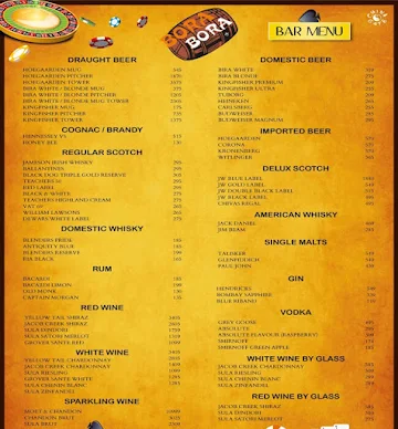 Bora Bora menu 