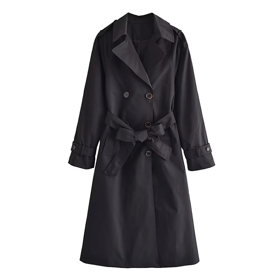 Double Breasted Mid-length Trench Coat offering timeless style, elegant protection from the elements, and a sophisticate