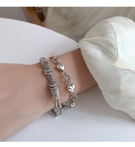 Title 10, Stereoscopic Love Bracelet Women Simple Retro L...