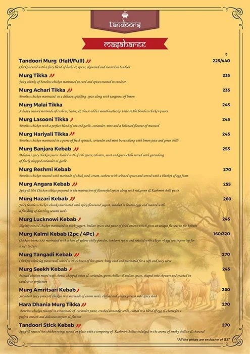 Chullah Bhatti menu 